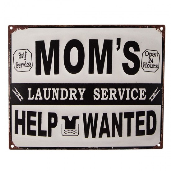 Skilt med tekst Moms Laundry service Help wanted B25cm