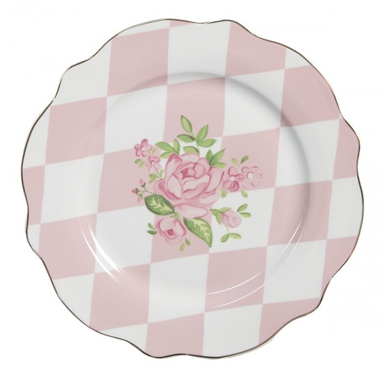 Tallerken Frokost Ø20cm Hvid-Lyserød Tallerken Frokost Ø20cm Hvid-Lyserød