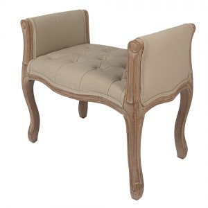 Bænk til en med armlæn Brun træ tekstil med knapper