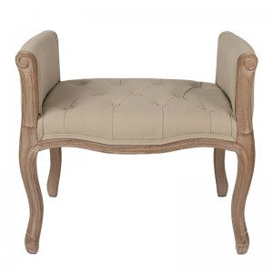 Bænk til en med armlæn Brun træ tekstil med knapper