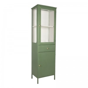 Skab med låger og skuffe Grøn metal H184cm Skab med låger og skuffe Grøn metal H184cm