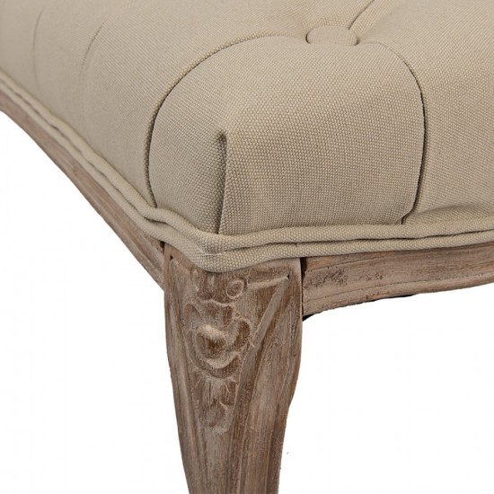 Bænk Brun træ med tekstil og knapper B112cm