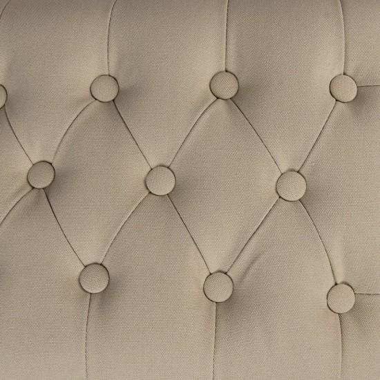 Bænk Brun træ med tekstil og knapper B112cm