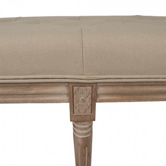 Bænk med 5 ben Brun træ tekstil med knapper B122cm