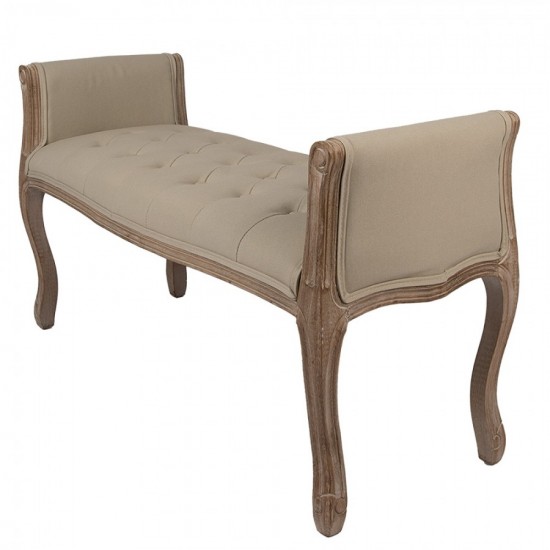 Bænk med armlæn Brun træ med tekstil B113cm