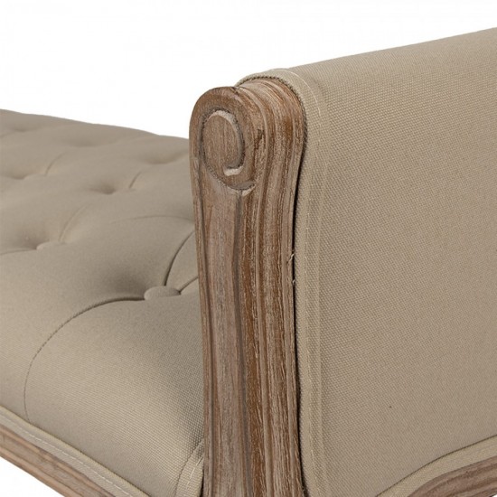 Bænk med armlæn Brun træ med tekstil B113cm