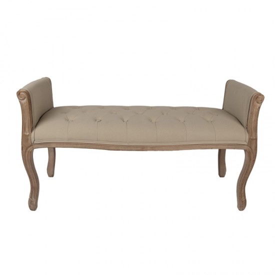 Bænk med armlæn Brun træ med tekstil B113cm