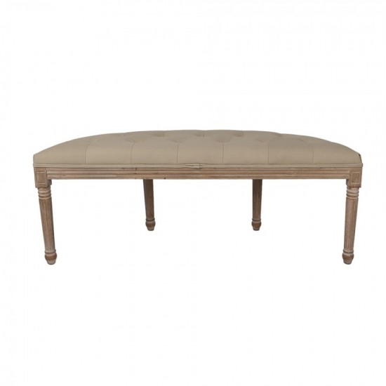 Bænk med runde sider Brun træ med tekstil  B125cm