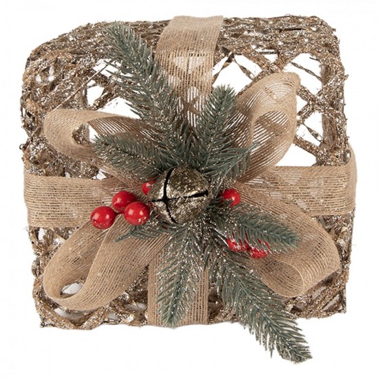 Gave med LED Guldfarvet H24cm Gave med LED Guldfarvet H24cm