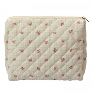 Toilettaske med blomster beige bomuld Toilettaske med blomster beige bomuld