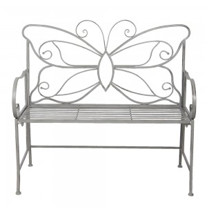 Havebænk sommerfugl grå metal B108cm