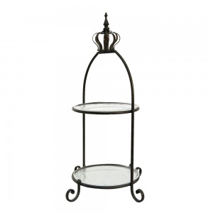 Etagere med krone i jern 2 lag H69cm Etagere med krone i jern 2 lag H69cm