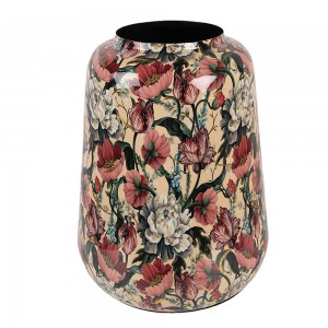 Vase i metal med blomstertryk Ø27xH34 cm