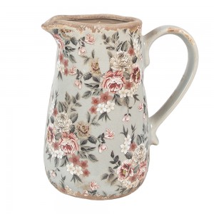 Kande med blomstermotiv Grå H18cm Kande med blomstermotiv Grå H18cm