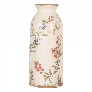 Vase keramik med blomstertryk Ø8xH20 cm