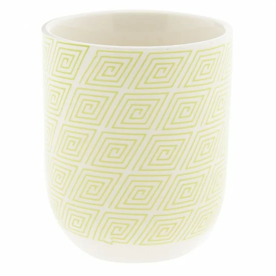 Krus med gult mønster Str. Ø6x8 / 100 ml Materiale: Porcelæn