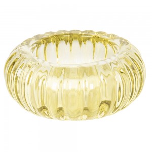 Fyrfadslysholder gult glas 9x3 cm Fyrfadslysholder gult glas 9x3 cm