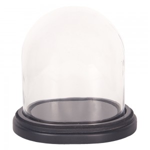 Glas kuppel 17x14x18 cm sort bund Glas kuppel 17x14x18 cm sort bund