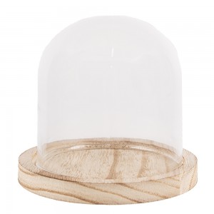 Glas kuppel Ø13xH11cm malbar træbund Glas kuppel Ø13xH11cm malbar træbund