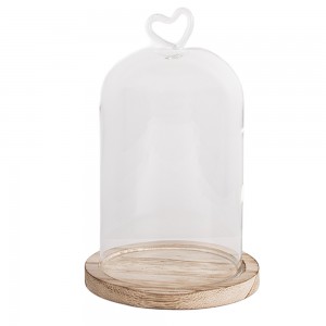 Glaskuppel med hjerte i top Ø12xH19cm