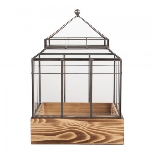 Smukt Lanternehus med træbund 32 cm