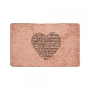Bademåtte Pink med hjerte 48x78cm Bademåtte Pink med hjerte 48x78cm