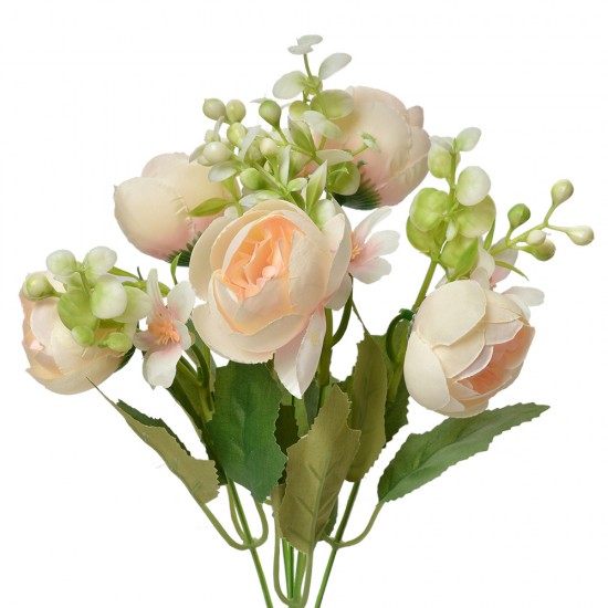 Buket med blomster mix light peach 33cm - kunstige blomster