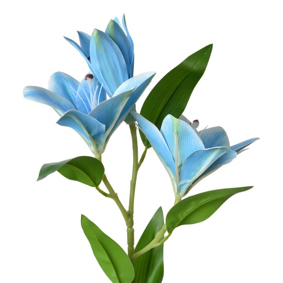 Dekorationsgren blå med blomster H71cm Dekorationsgren blå med blomster H71cm