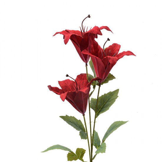Dekorationsgren med blomster rød H72cm Dekorationsgren med blomster rød H72cm