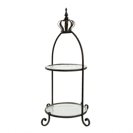 Etagere med krone i jern 2 lag H69cm Etagere med krone i jern 2 lag H69cm