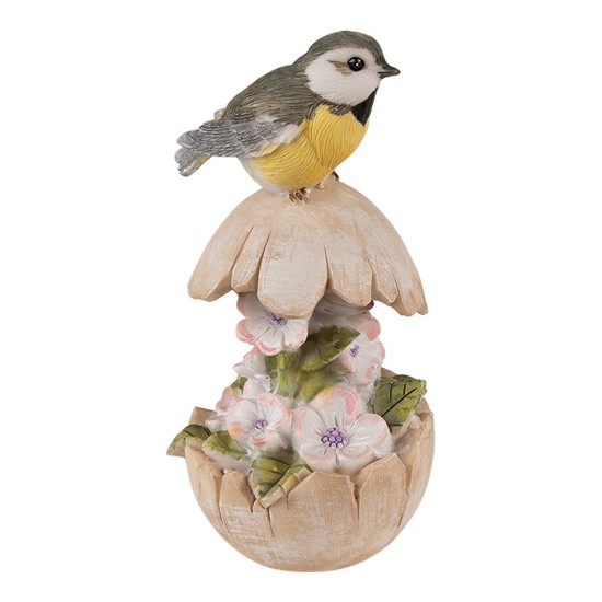 Figur fugl med blomster 14 cm