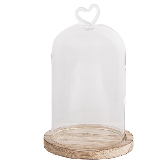 Glaskuppel med hjerte i top Ø12xH19cm