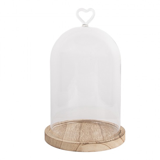 Glaskuppel med hjerte i top Ø14xH22cm