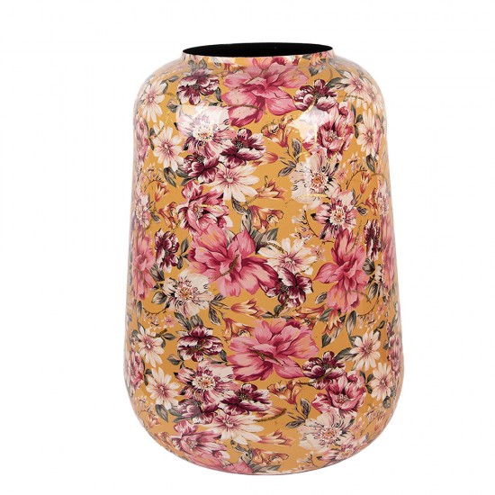 Høj vase med blomstertryk Metal Ø38xH49 cm