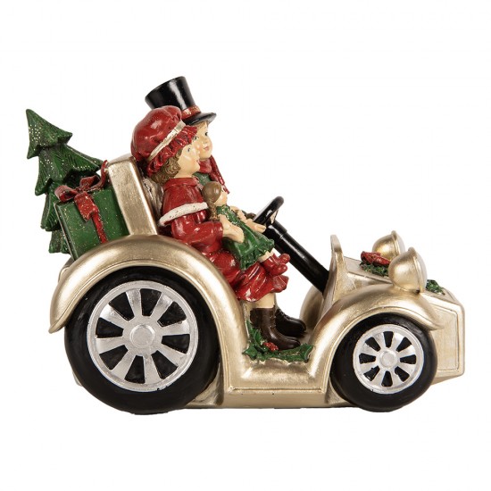 Julefigur børn i bil H16cm