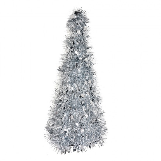 Juletræ i tinsel sølv 16x38 cm Juletræ i tinsel sølv 16x38 cm