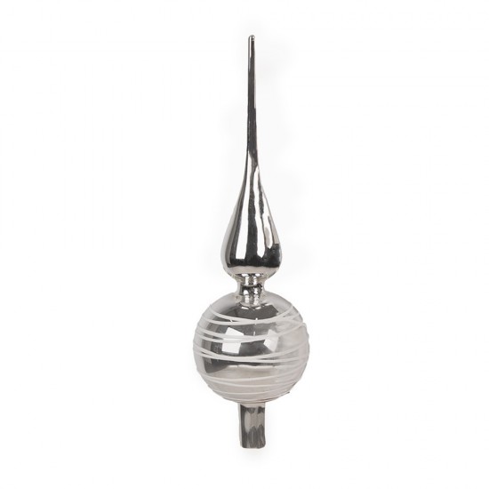 Juletræstop i glas H30cm Sølv