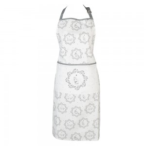 Forklæde med kat hvid-grå