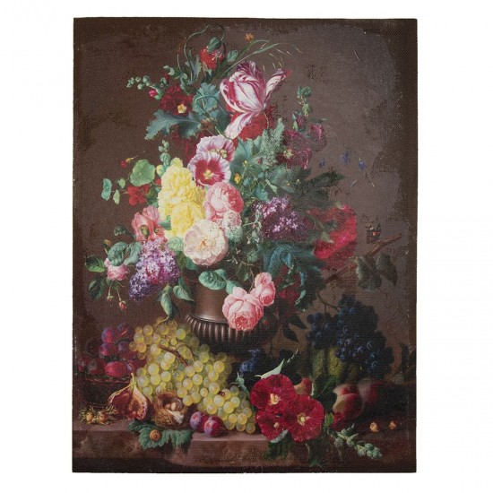 Maleri med blomster og frugt 60x3x80 cm
