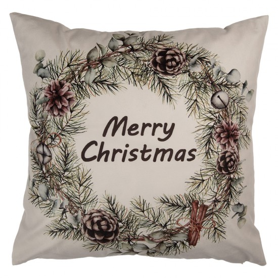 Pudebetræk Merry Christmas Beige 45x45 cm