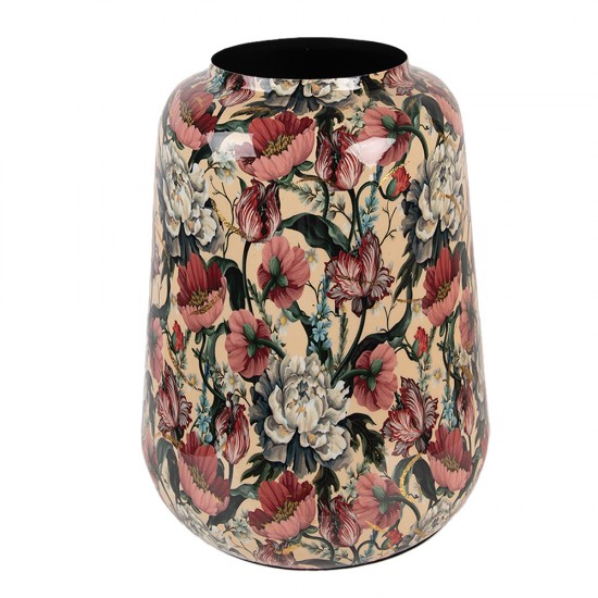 Vase i metal med blomstertryk Ø27xH34 cm