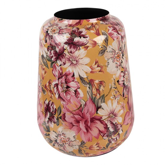 Vase i metal med blomstertryk Ø27xH34 cm