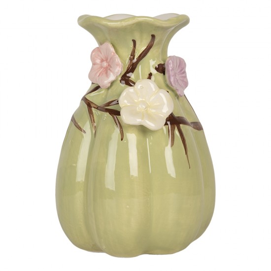 Vase med blomster Grøn Ø10xH14 cm