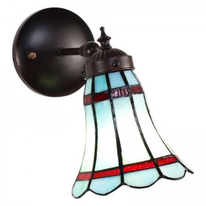 Tiffany væglampe blå-rød H23cm