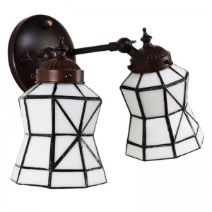 Tiffany væg lampe med 2 spots Hvid H23cm