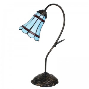Tiffany bordlampe blå-hvid H48cm Tiffany bordlampe blå-hvid H48cm