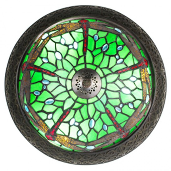 Tiffany loftslampe Ø38cm med 2 fatninger Grøn