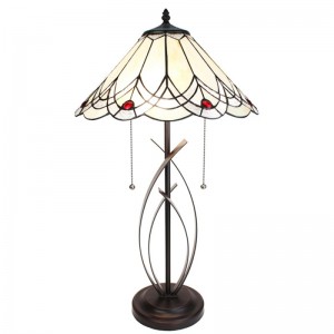 Tiffany bordlampe til 2 pærer Ø39 H69cm