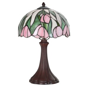Bordlampe Tiffany Pink Ø27xH40cm Bordlampe Tiffany Pink Ø27xH40cm