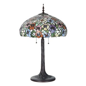 Bordlampe Tiffany Flerfarvet Ø46xH72cm Bordlampe Tiffany Flerfarvet Ø46xH72cm